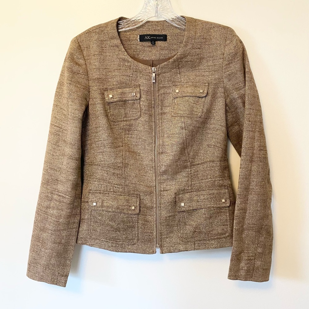 Anne Klein Sparkly Gold Blazer Size 4